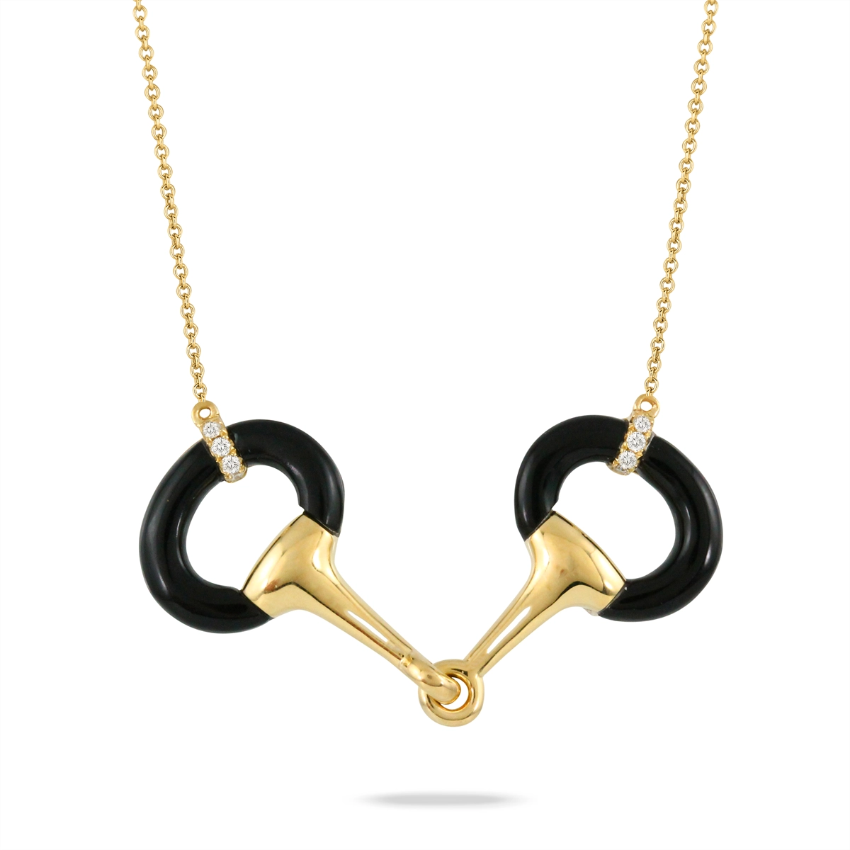 Doves Necklaces in Yellow Gold containing Black onyx, Multi-gemstone, Diamond N9765BO