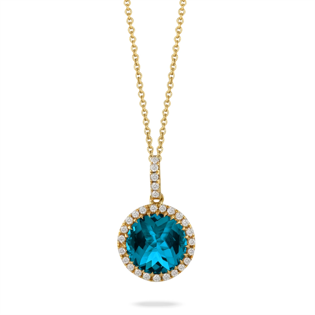 Doves Pendants in Yellow Gold containing London blue topaz, Multi-gemstone, Diamond P8522LBT-Y
