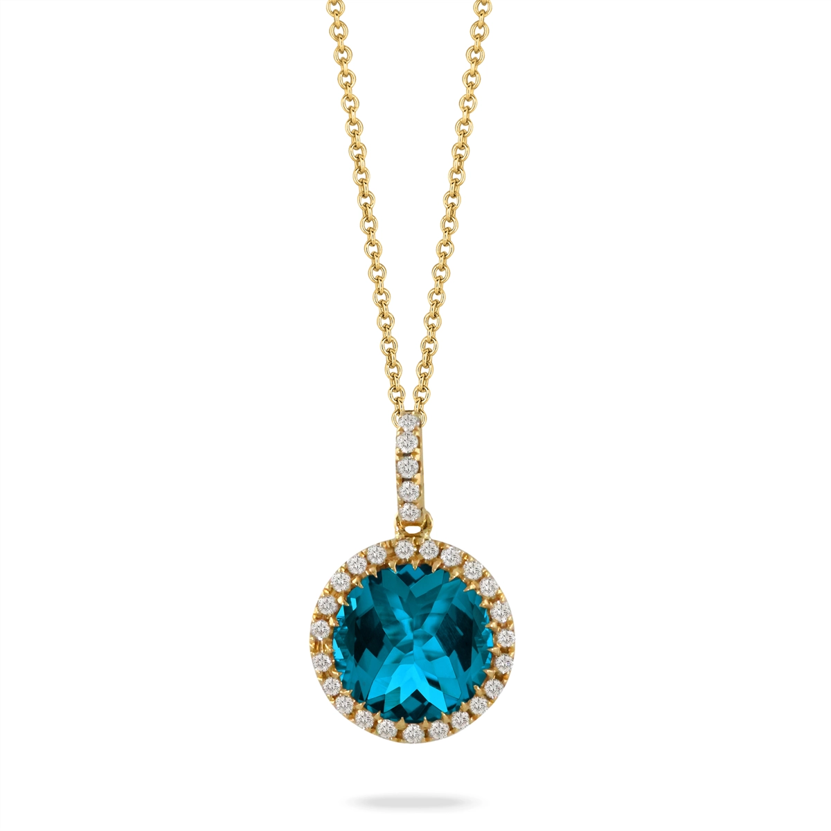 Doves Pendants in Yellow Gold containing London blue topaz, Multi-gemstone, Diamond P8522LBT-Y