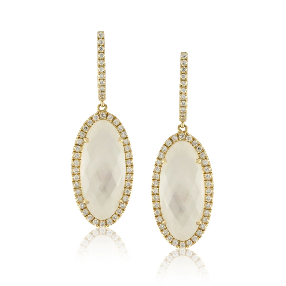 Doves Earrings in White Gold containing Mother of pearl, Quartz, Multi-gemstone, Diamond E6269WMP
