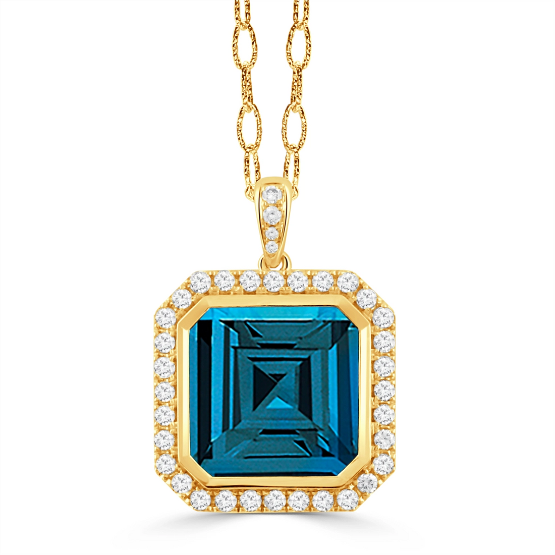 Doves Pendants in Yellow Gold containing London blue topaz, Multi-gemstone, Diamond P11227LBT-Y