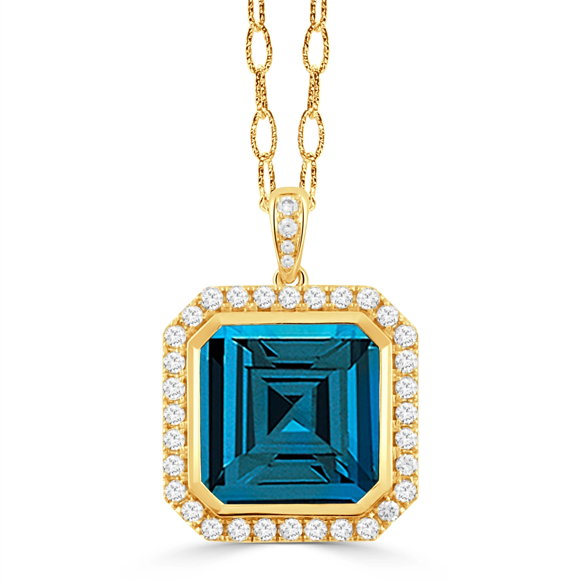Doves Pendants in Yellow Gold containing London blue topaz, Multi-gemstone, Diamond P11227LBT-Y