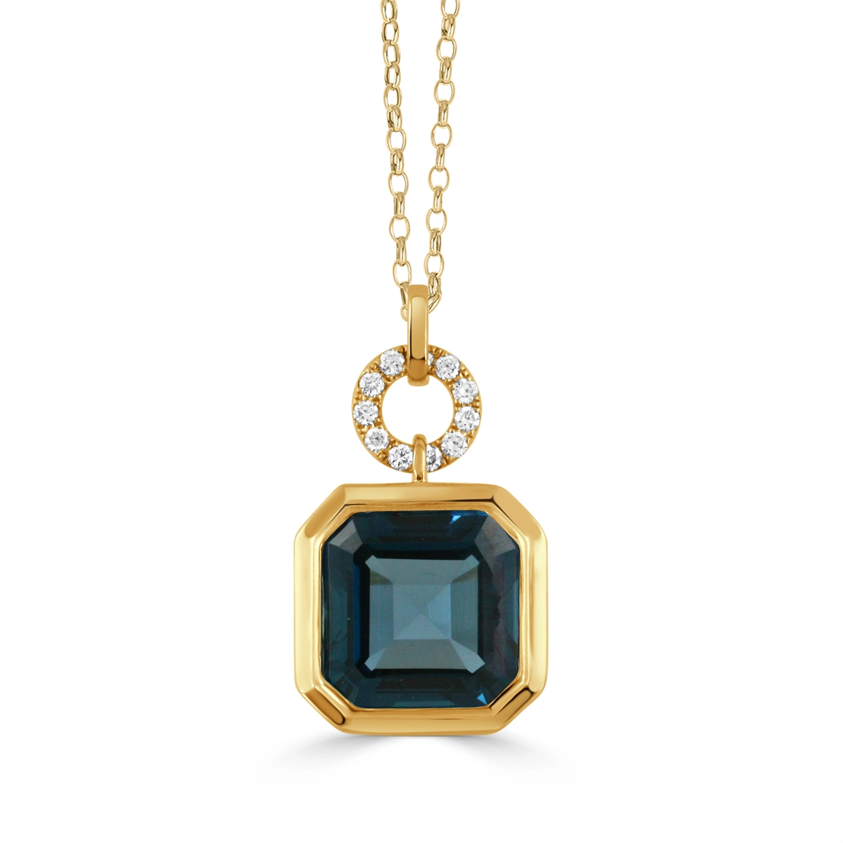 Doves Pendants in Yellow Gold containing London blue topaz, Multi-gemstone, Diamond P10739LBT-Y