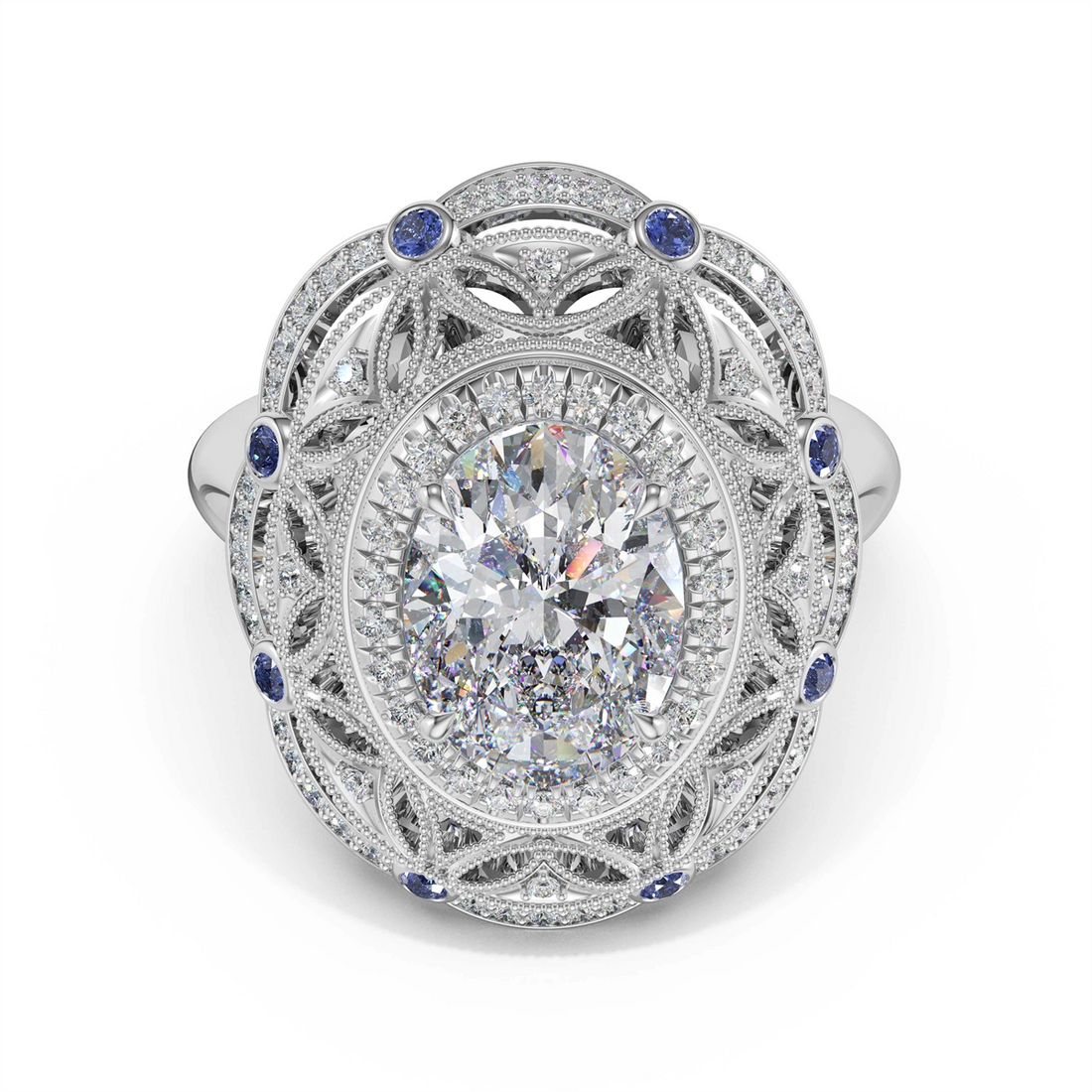 Tacori Engagement Rings in Platinum/Palladium containing Multi-gemstone, Diamond, Sapphire 470 OV 10X7 BS2