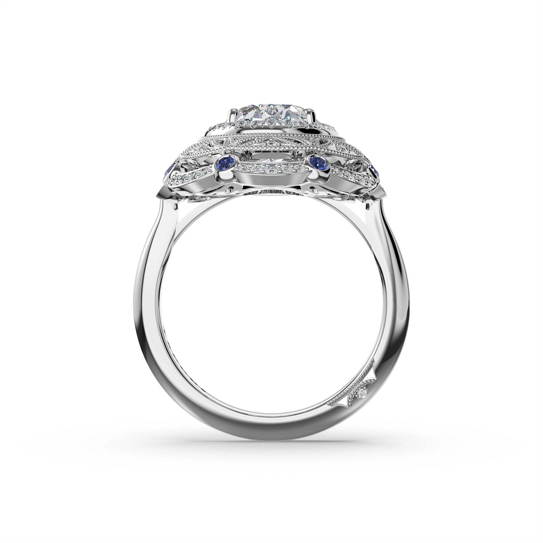 Tacori Engagement Rings in Platinum/Palladium containing Multi-gemstone, Diamond, Sapphire 470 OV 10X7 BS2