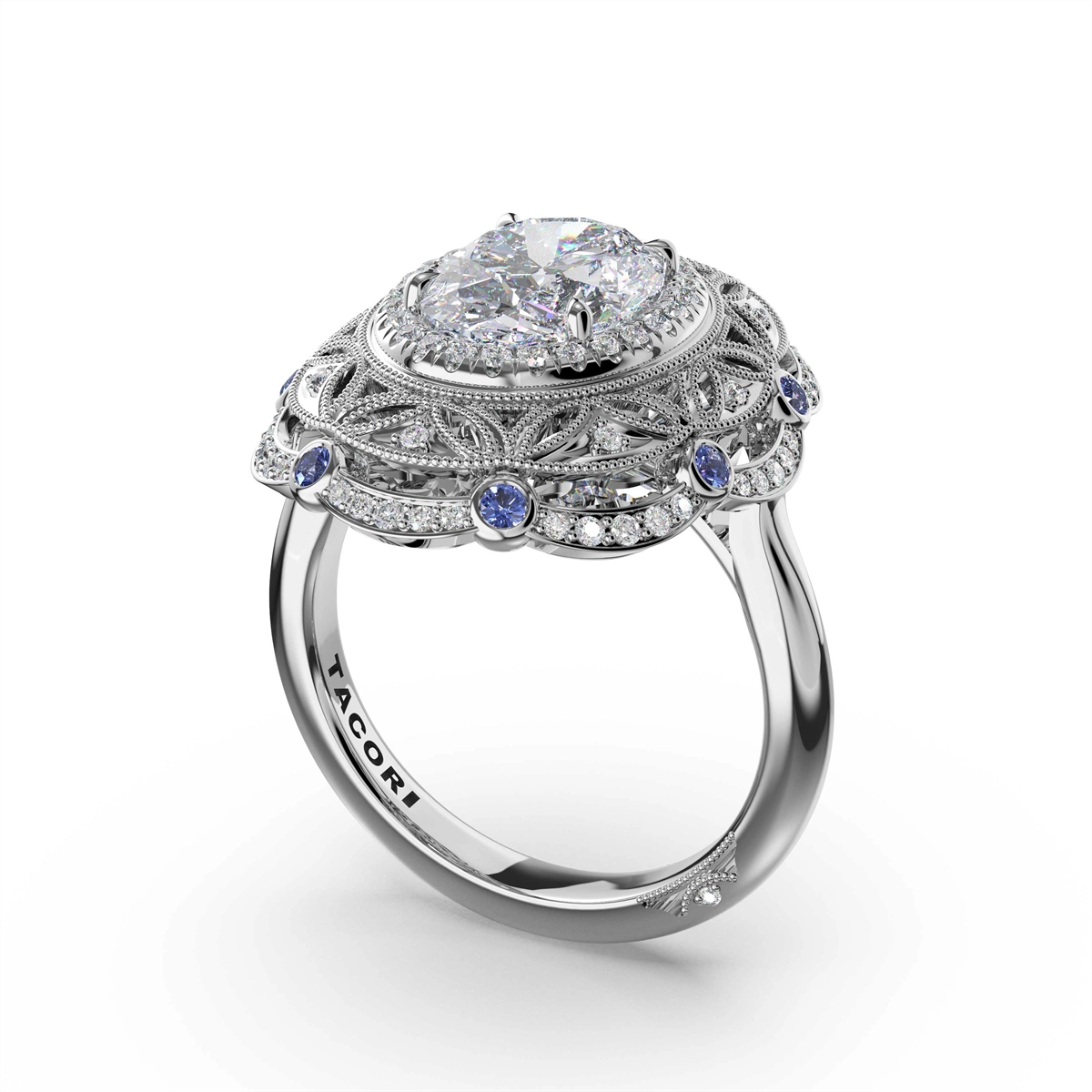 Tacori Engagement Rings in Platinum/Palladium containing Multi-gemstone, Diamond, Sapphire 470 OV 10X7 BS2