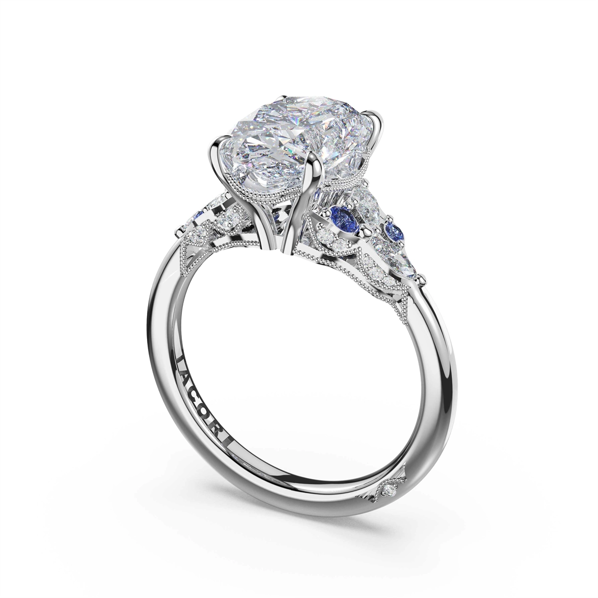 Tacori Engagement Rings in Platinum/Palladium containing Multi-gemstone, Diamond, Sapphire 483 OV 11X8 BS
