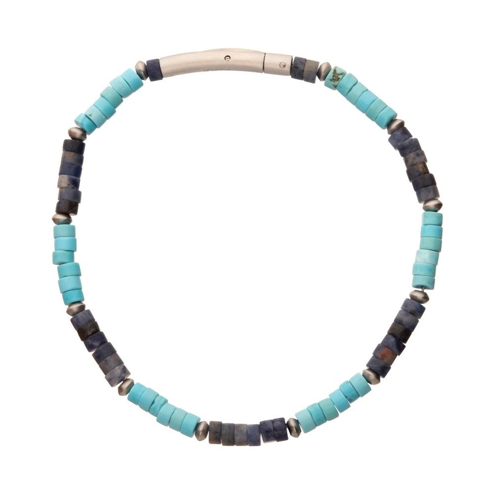 Inox Bracelets in Alternative Metals containing Other, Multi-gemstone, Turquoise BRHSHI01-775