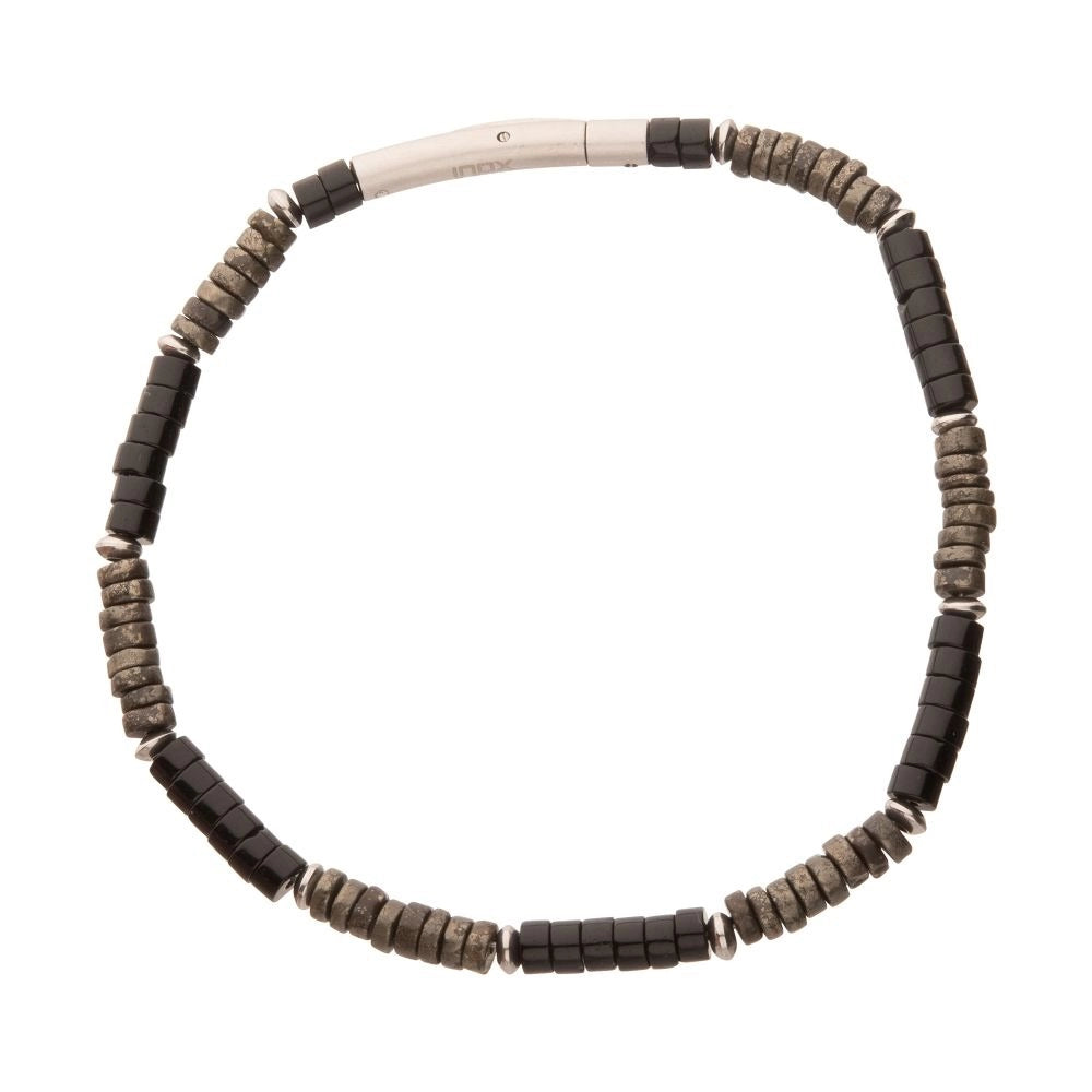 Inox Bracelets in Alternative Metals containing Black onyx, Other, Multi-gemstone BRHSHI02-775