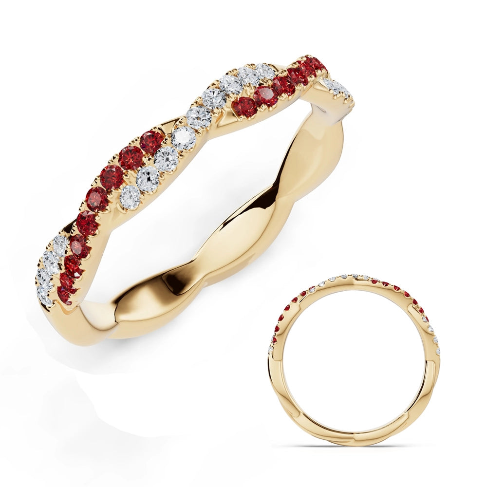 Wedding Bands Wedding Rings in Yellow Gold containing Multi-gemstone, Diamond, Ruby 465587
