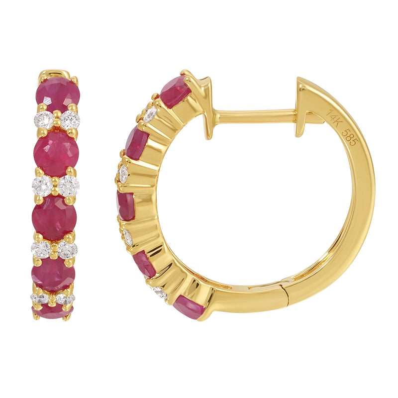 Earrings Earrings in Yellow Gold containing Multi-gemstone, Diamond, Ruby 465854