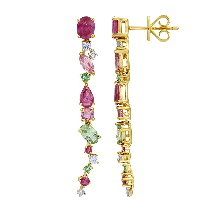 Earrings Earrings in Yellow Gold containing Other, Multi-gemstone, Diamond 465859