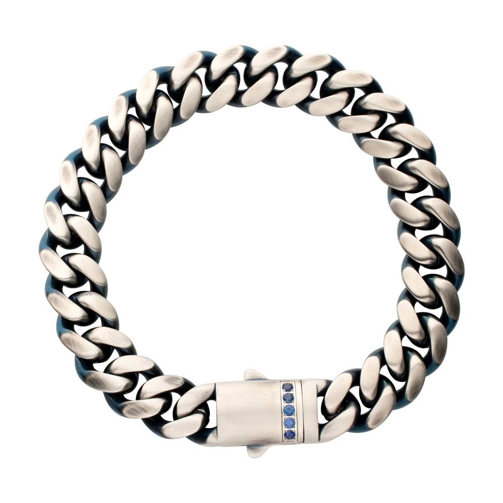 Inox Bracelets in Alternative Metals containing Other, Sapphire SBBRSTC12SB-825