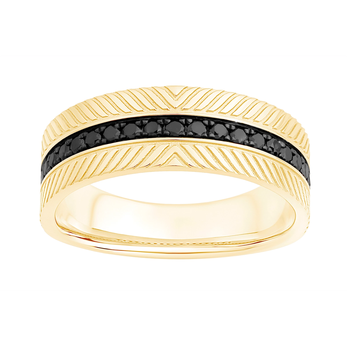 Mens Bands Wedding Rings in Yellow Gold containing Black diamond 466731