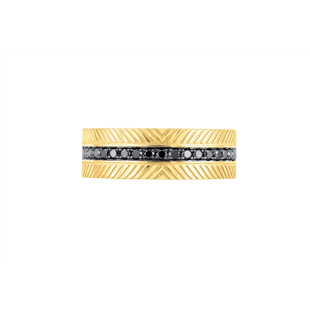 Mens Bands Wedding Rings in Yellow Gold containing Black diamond 466731