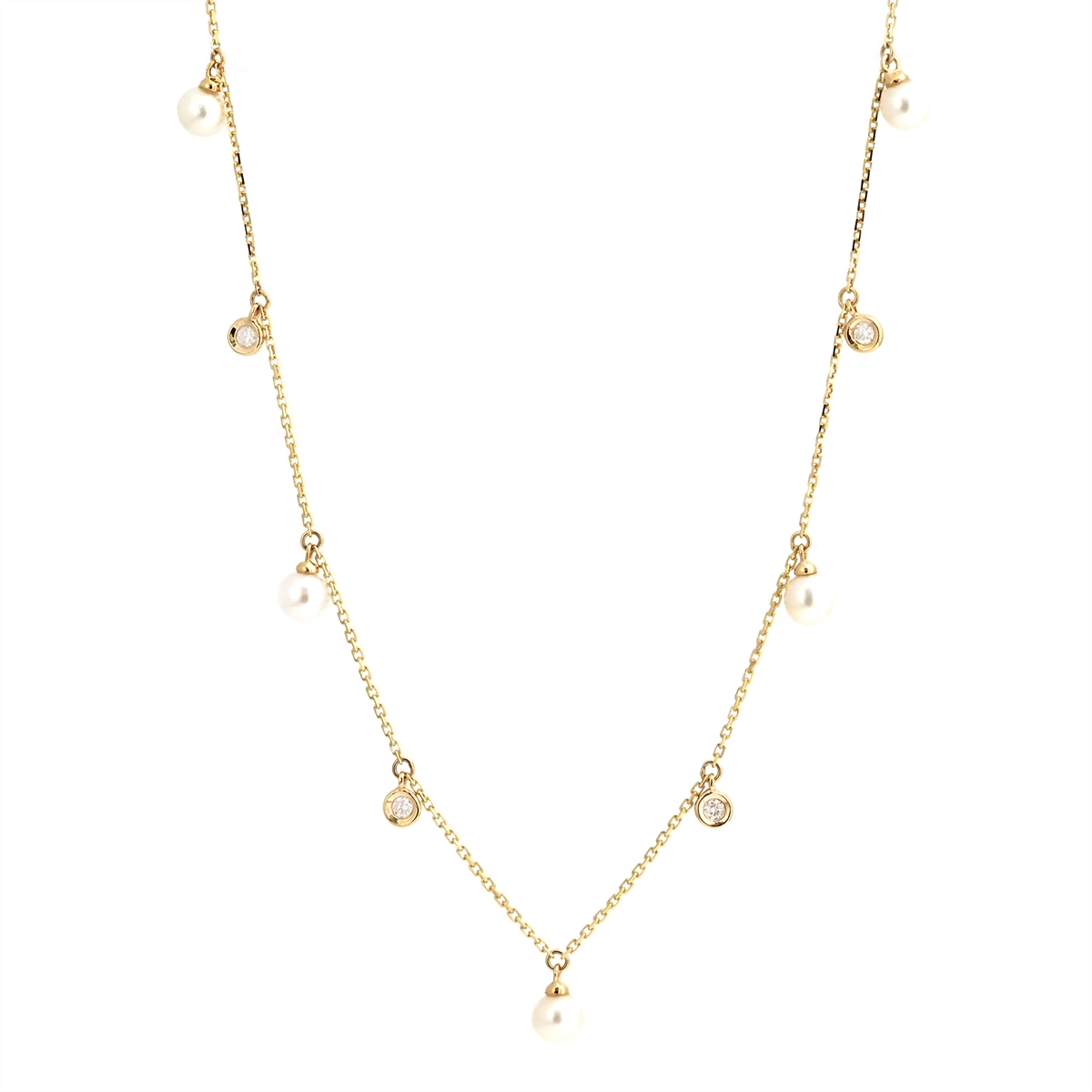 Necklaces Necklaces in Yellow Gold containing Diamond, Pearl 466843