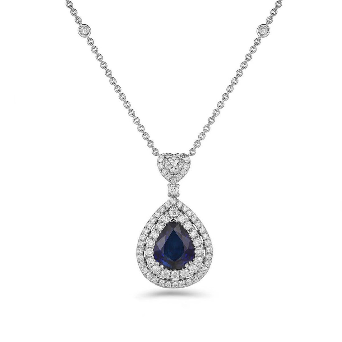 Necklaces Necklaces in White Gold containing Multi-gemstone, Diamond, Sapphire 467187