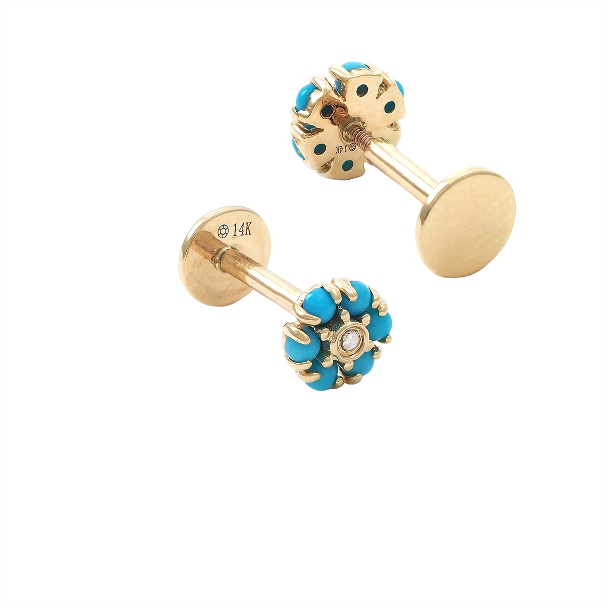 Earrings Earrings in Yellow Gold containing Multi-gemstone, Diamond, Turquoise 467584