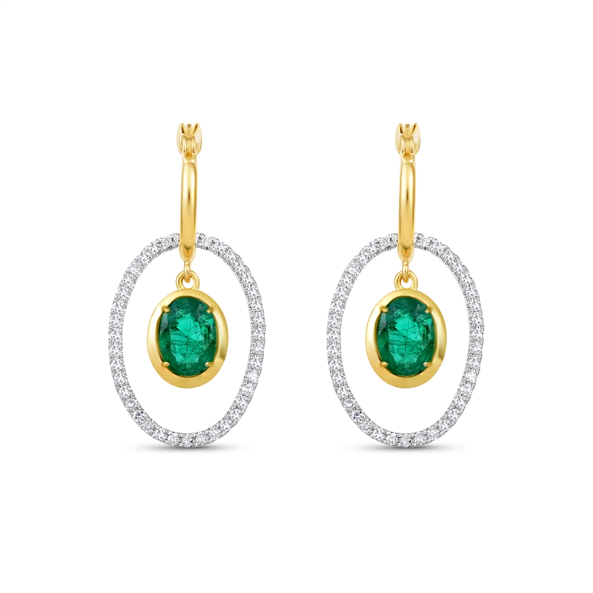 Earrings Earrings in Mixed Metals containing Multi-gemstone, Diamond, Emerald 468269
