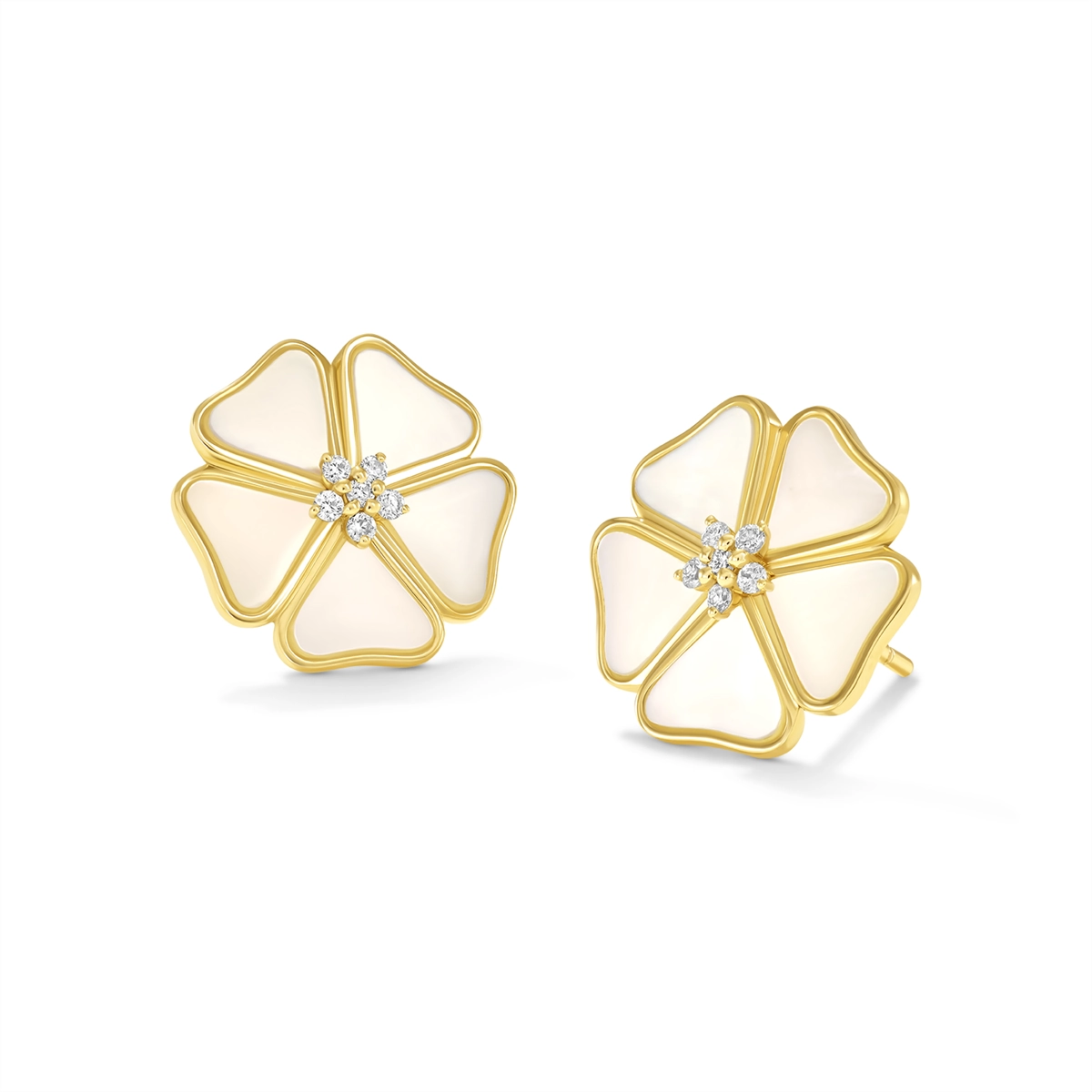 Frederic Sage Earrings in Yellow Gold containing Mother of pearl, Multi-gemstone, Diamond E2355W-4Y