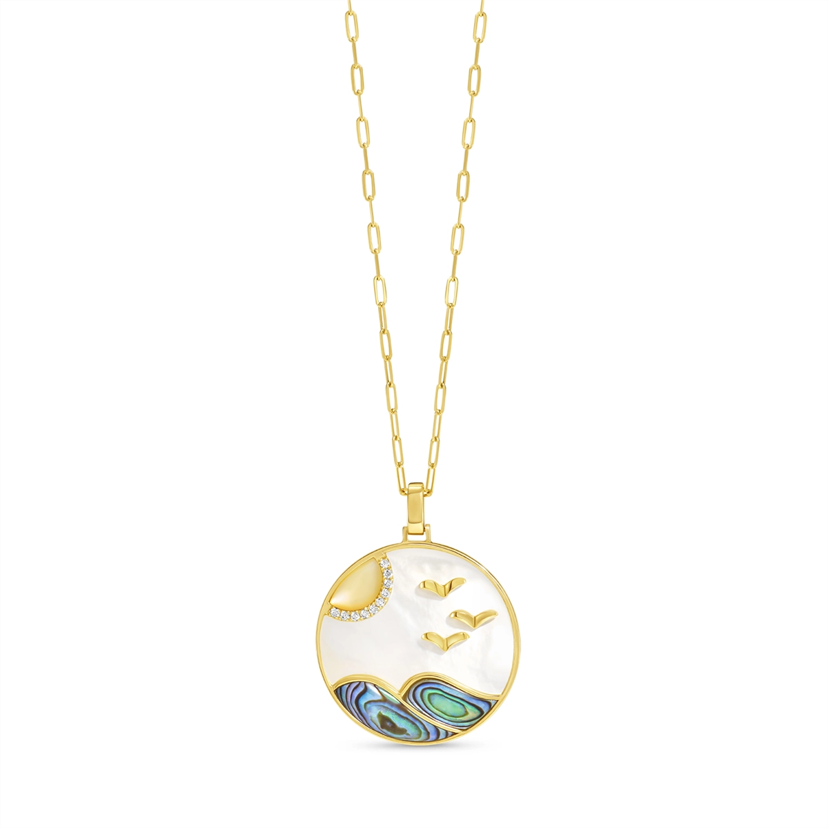 Frederic Sage Necklaces in Yellow Gold containing Mother of pearl, Other, Multi-gemstone, Diamond P3917AYW-4YMPC