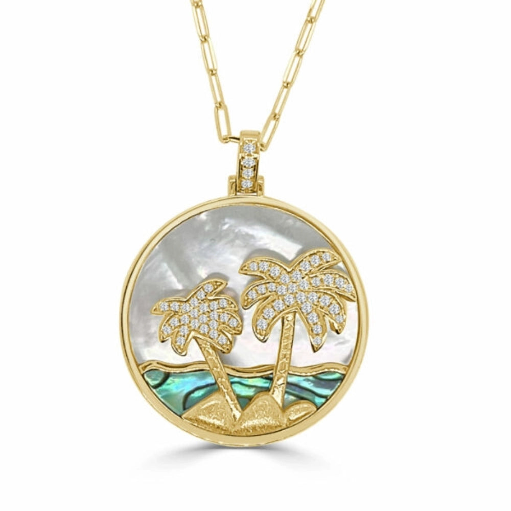 Frederic Sage Necklaces in Yellow Gold containing Mother of pearl, Other, Multi-gemstone, Diamond P3037AW-MPC-4Y