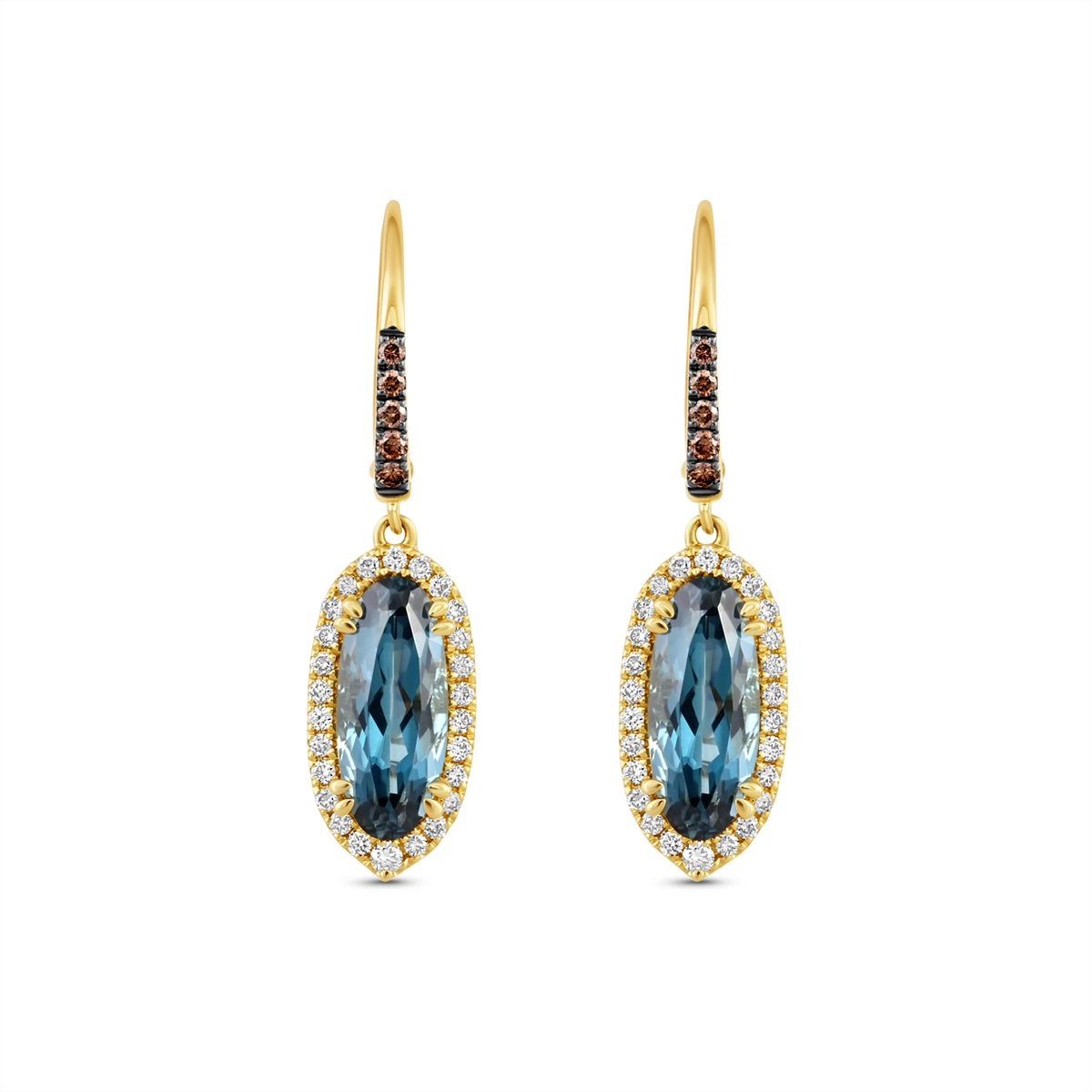 Le Vian Earrings in Yellow Gold containing Blue topaz , Multi-gemstone, Diamond U-TULW1