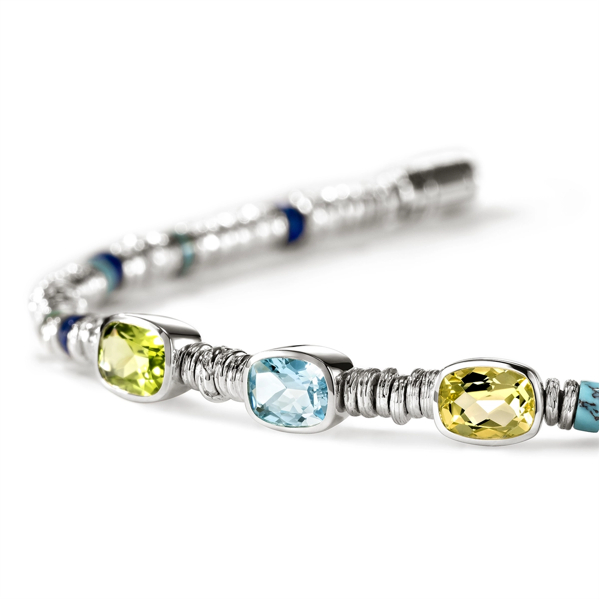 John Hardy Bracelets in Silver containing Blue topaz , Lapis, Quartz, Peridot, Multi-gemstone, Turquoise BUS290241PEBTLQZUS