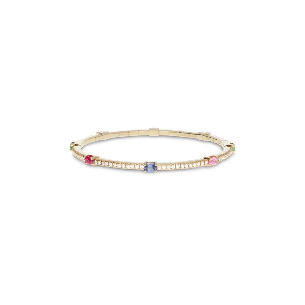 Extensible Bracelets in Yellow Gold containing Other, Multi-gemstone, Diamond, Ruby, Sapphire BTE4X3RBW+25DBOG