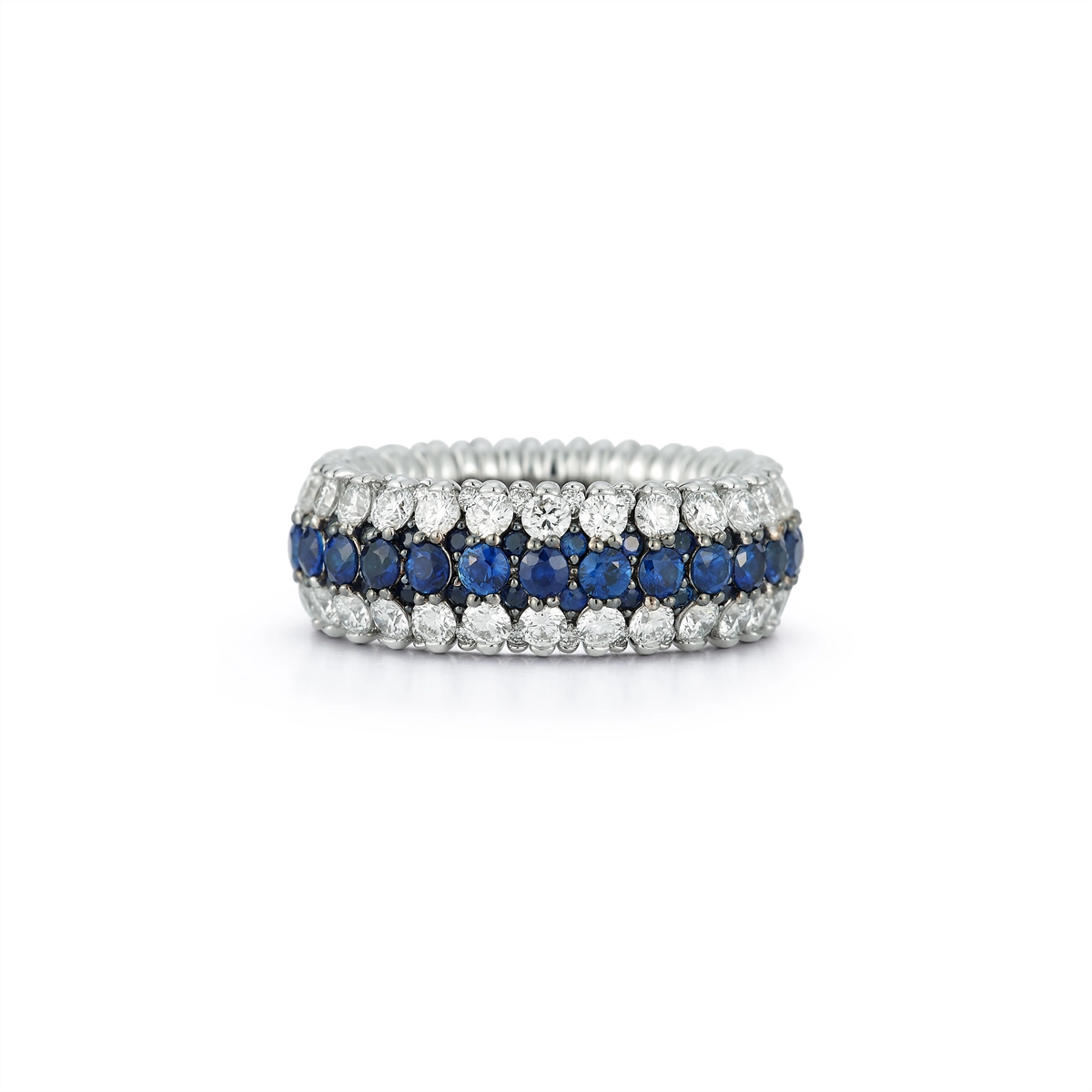 Extensible Rings in White Gold containing Multi-gemstone, Diamond, Sapphire GIAN8ZBDB-8