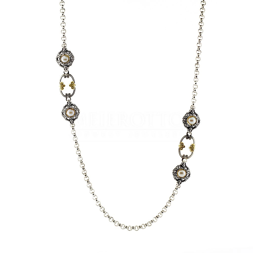 Konstantino Necklaces in Mixed Metals containing Pearl KOMK4596-122-18 2U