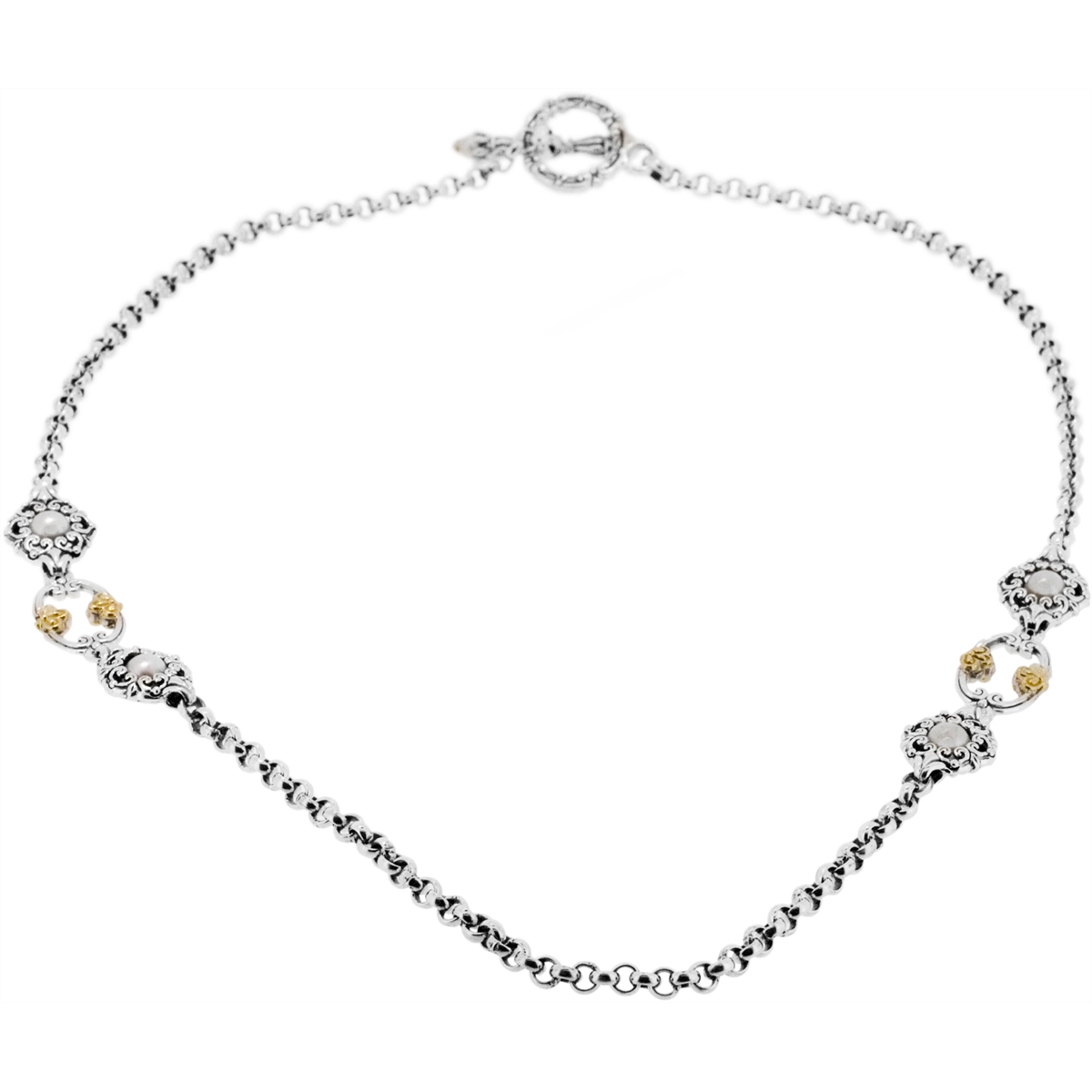 Konstantino Necklaces in Mixed Metals containing Pearl KOMK4596-122-18-2U