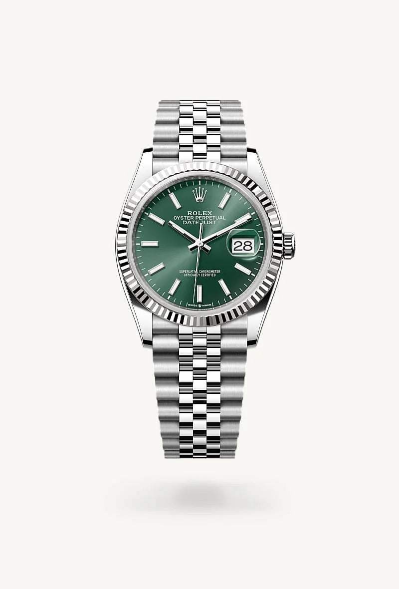Rolex Datejust in White Rolesor - combination of Oystersteel and white gold, M126234-0051 - Meierotto Jewelers