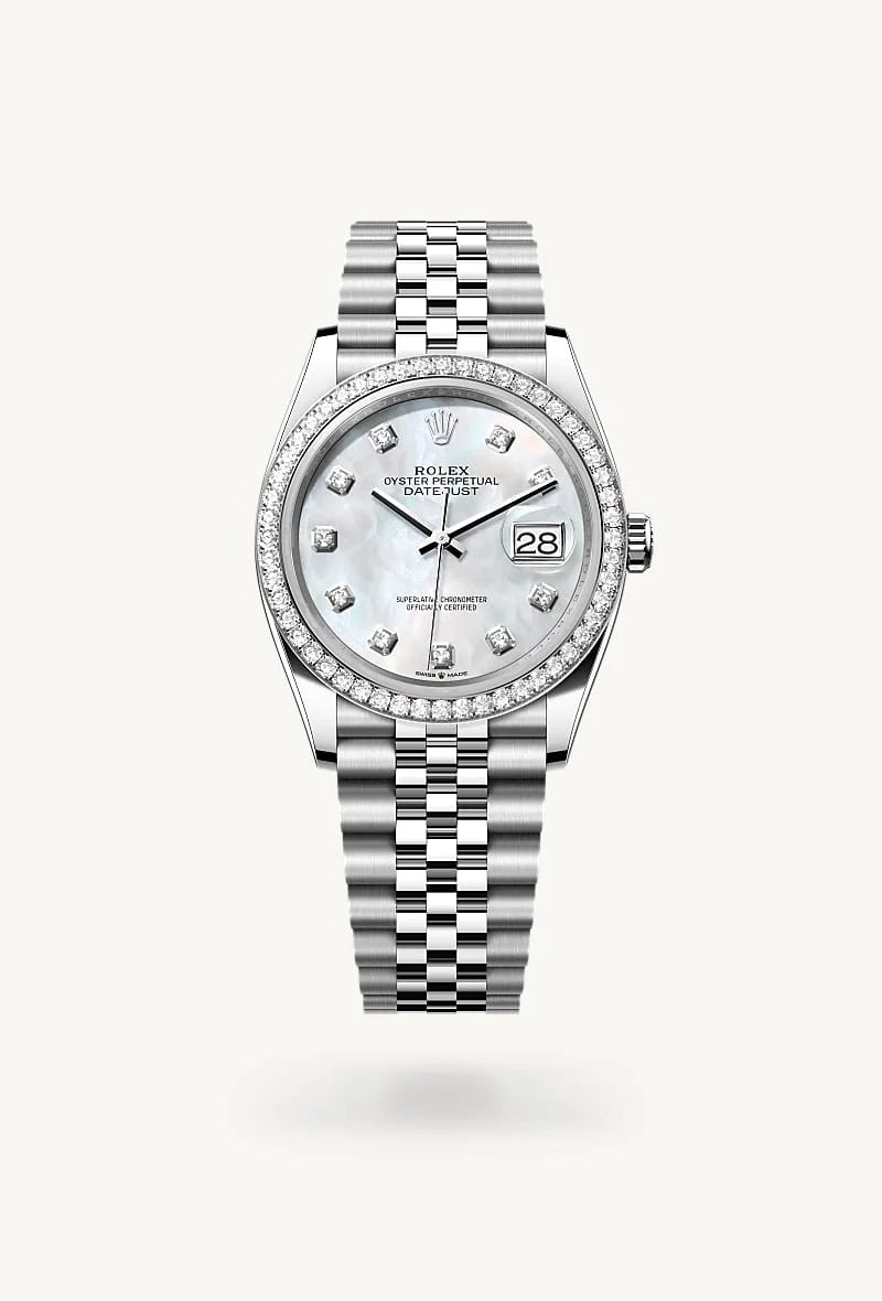 Rolex Datejust in White Rolesor - combination of Oystersteel and white gold, M126284RBR-0011 - Meierotto Jewelers