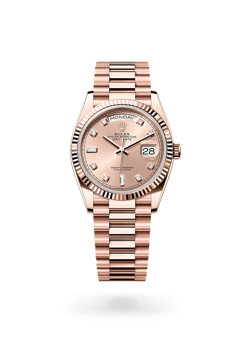 Rolex Day-Date in 18 kt Everose gold, M128235-0009 - Meierotto Jewelers