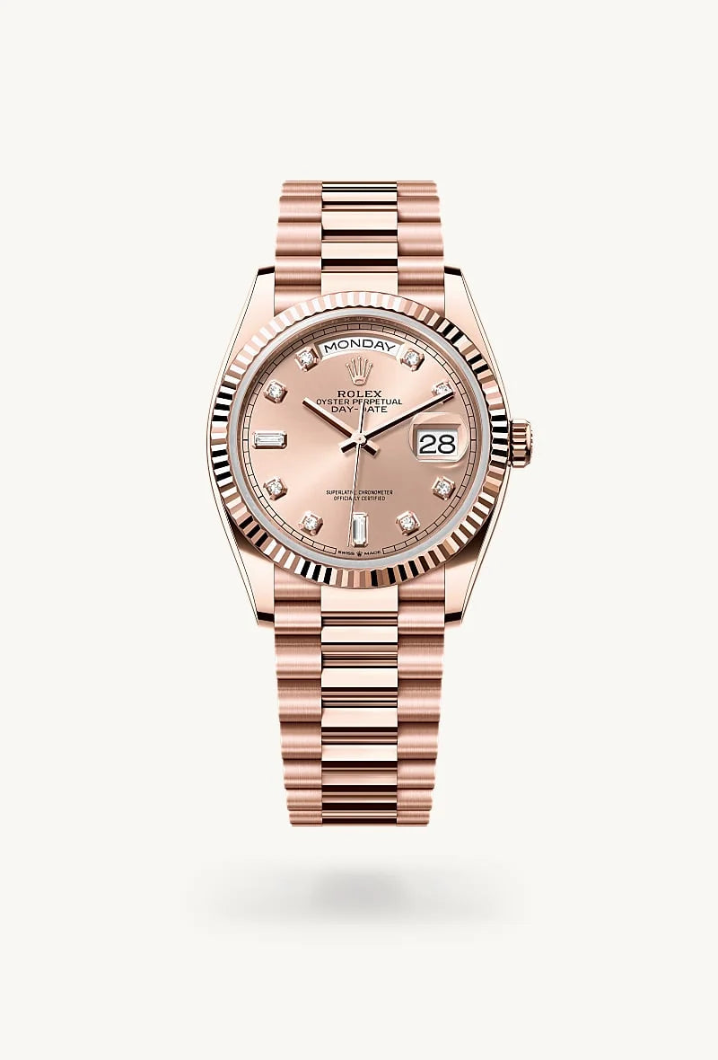 Rolex Day-Date in 18 kt Everose gold, M128235-0009 - Meierotto Jewelers