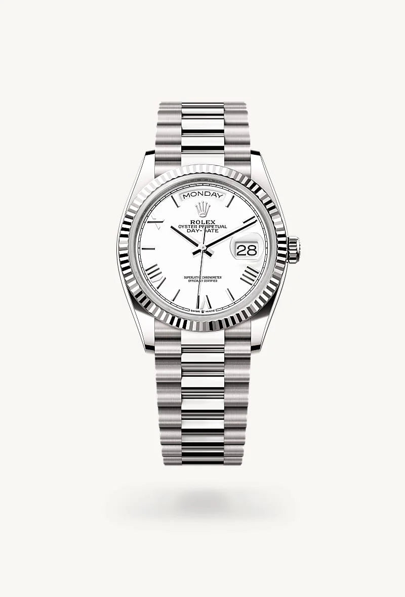 Rolex Day-Date 36 18 kt white gold, M128239-0059