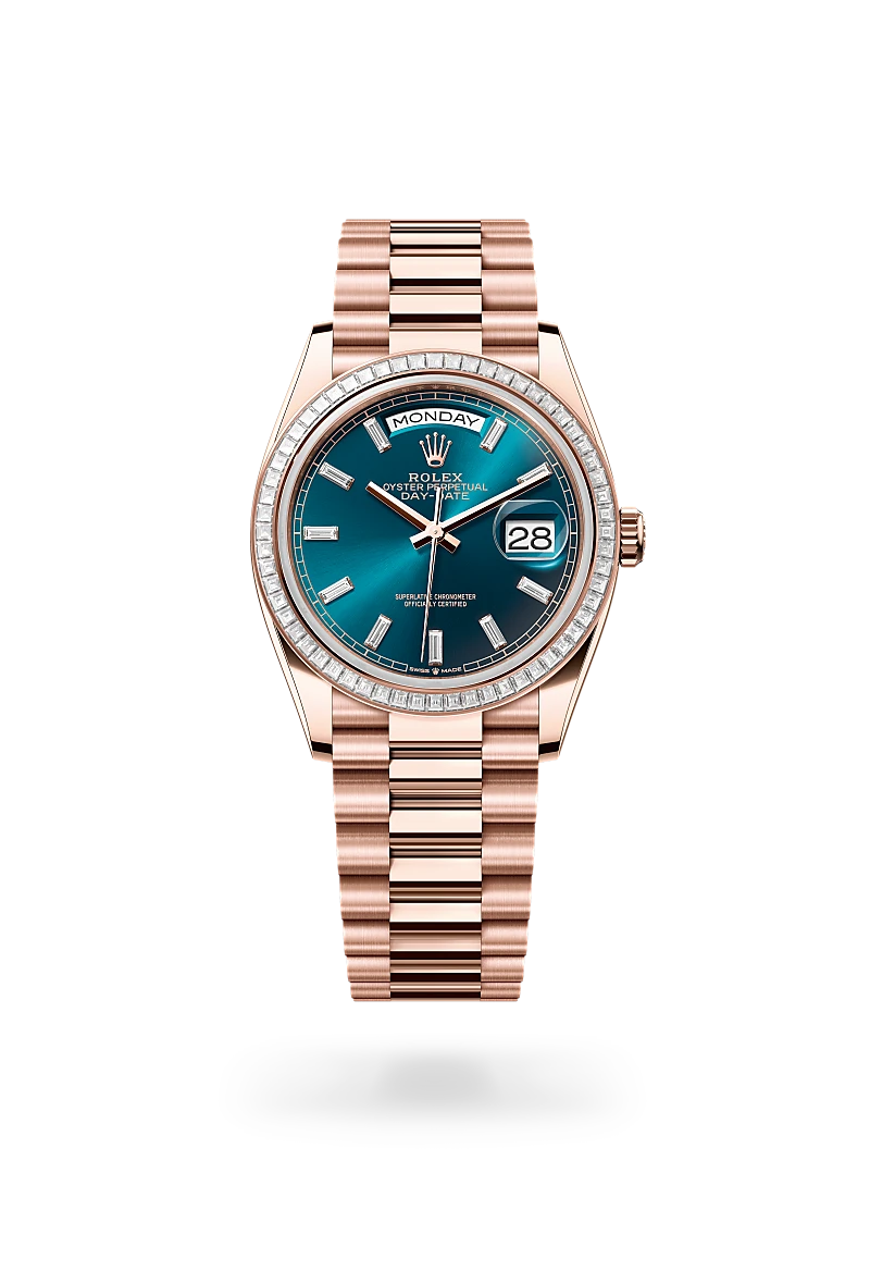 Rolex Day-Date in 18 kt Everose gold, M128395TBR-0032 - Meierotto Jewelers