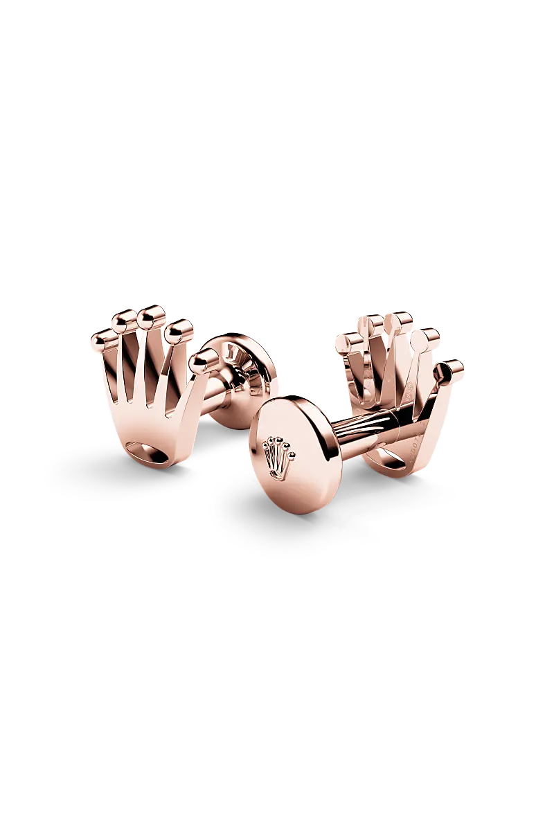Rolex ‘Crown’ cufflinks Everose gold A1015 at Rolex Bespoke