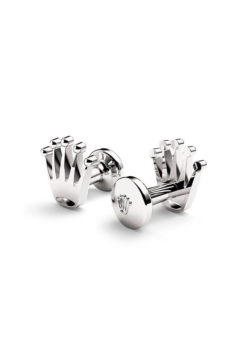 Rolex ‘Crown’ cufflinks White gold A1019 at Rolex Bespoke