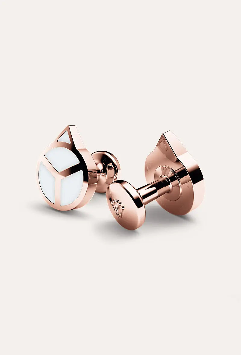 Rolex 'Hand' cufflinks Everose gold and luminescent material A1025 at Meierotto Jewelers