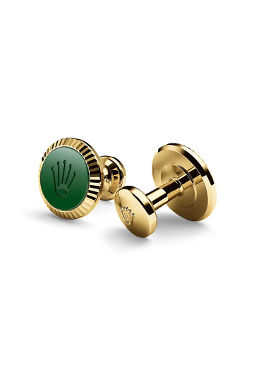 Rolex ‘Fluted’ cufflinks Yellow gold and ceramic A1038 at Rolex Bespoke