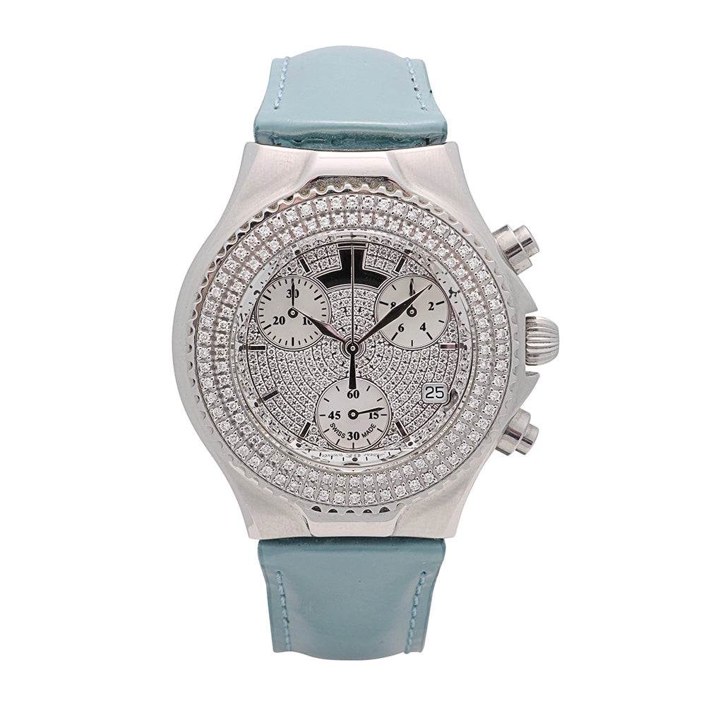 TechnoMarine Watch Stainless Steel Blue Strap Diamonds 36mm Quartz FINAL SALE SOLD AS IS
