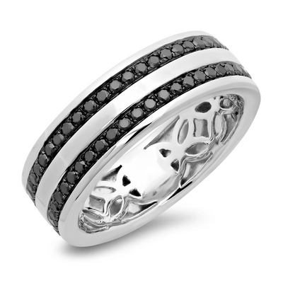 csv_image Mens Bands Ring in White Gold containing Black diamond 393700