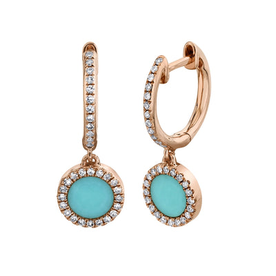 csv_image Earrings Earring in Rose Gold containing Multi-gemstone, Diamond, Turquoise 402971