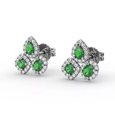 csv_image Earrings Earring in White Gold containing Multi-gemstone, Diamond, Emerald ER1679E/WG