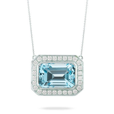 csv_image Doves Necklace in White Gold containing Blue topaz , Multi-gemstone, Diamond N9797BT-W