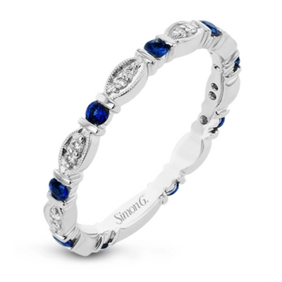 csv_image Simon G Wedding Ring in White Gold containing Multi-gemstone, Diamond, Sapphire MR3108-SAP