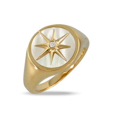 csv_image Doves Ring in Yellow Gold containing Mother of pearl, Multi-gemstone, Diamond R10637WMP