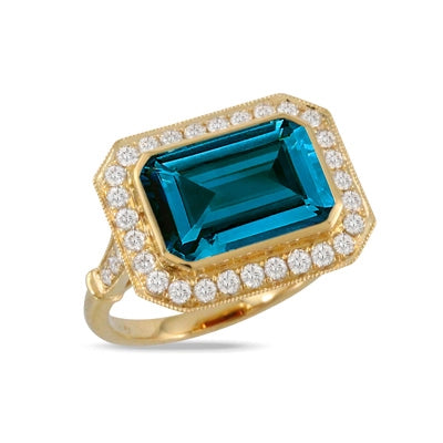csv_image Doves Ring in Yellow Gold containing London blue topaz, Multi-gemstone, Diamond R9797LBT-Y